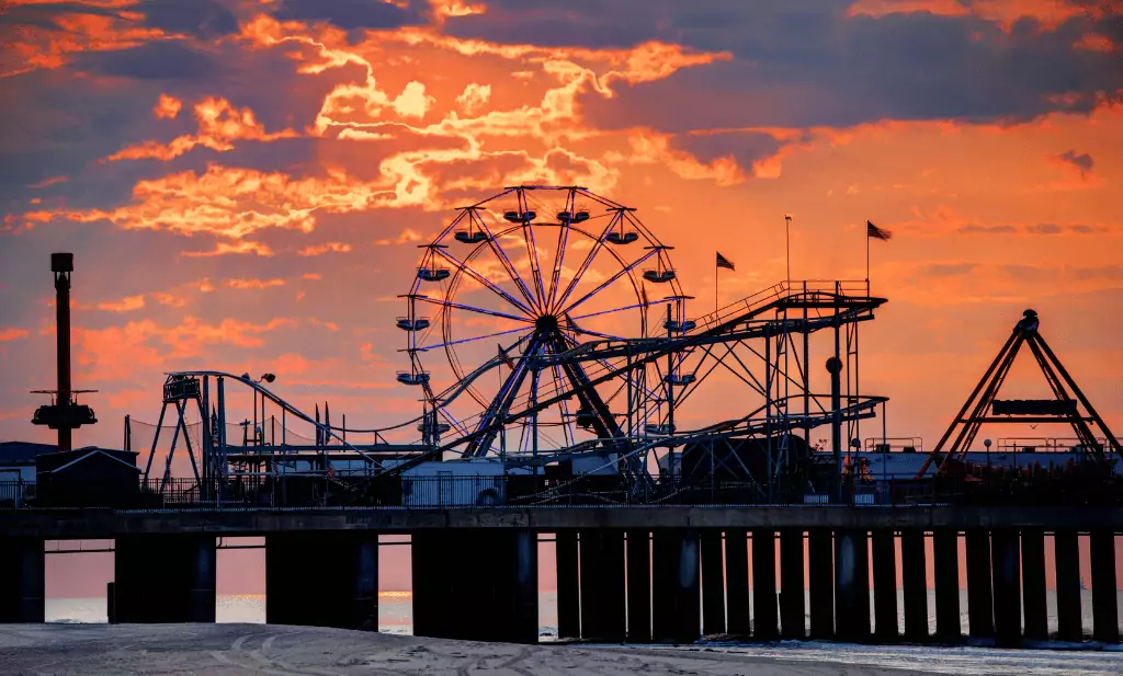 The steel pier on the atlantic city boardwalk at sunset is a great place to go after you get your medical marijuana card