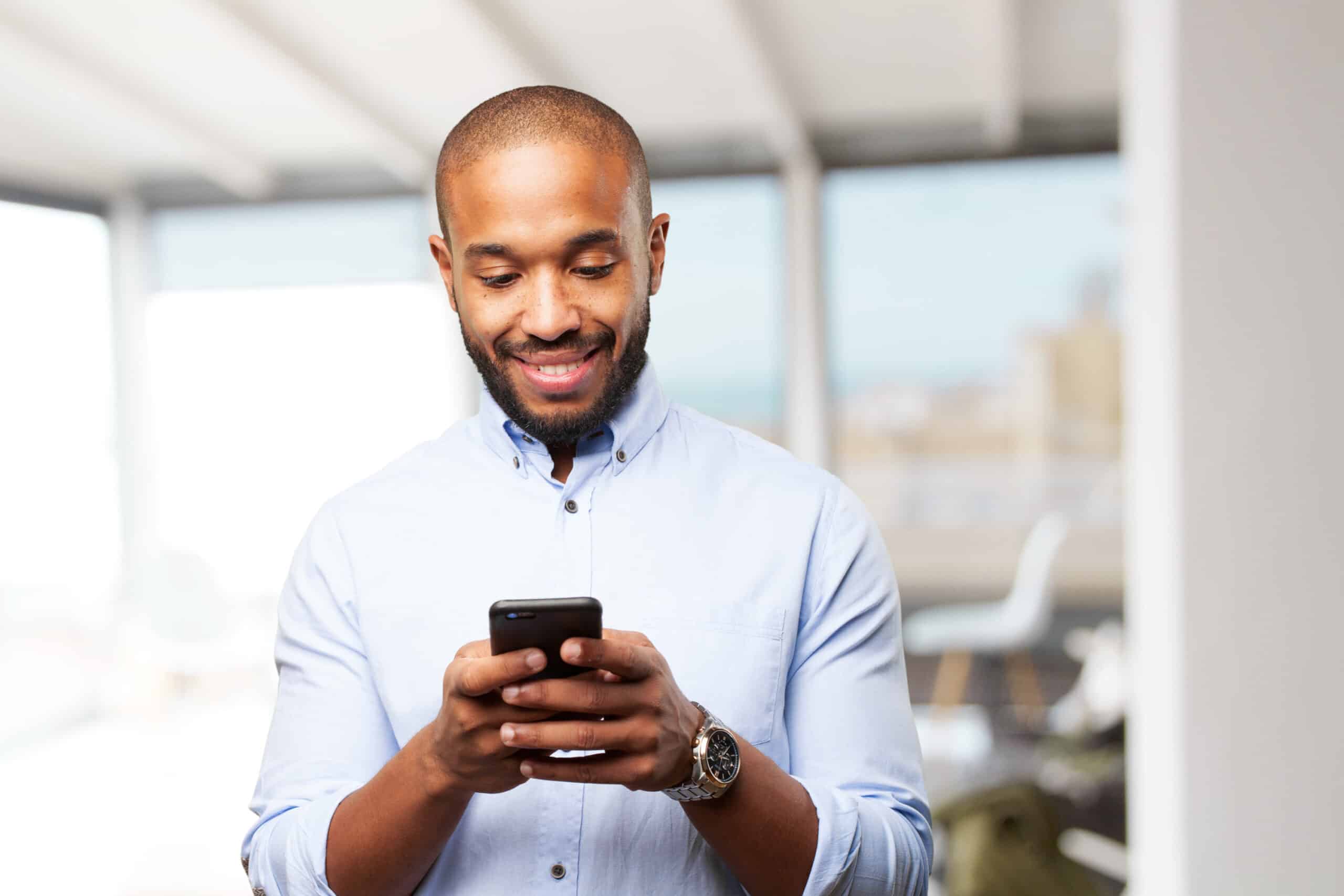 black businessman happy after meeting with medical marijuana doctor