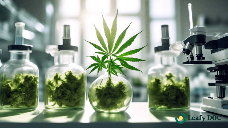 Close-up of scientists in a sunlit laboratory examining cannabis compounds for revolutionary advancements in treating neurological disorders.