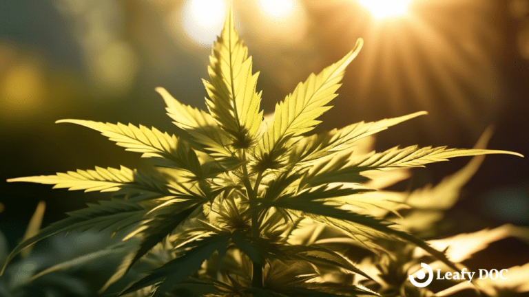 Serene sunrise illuminating a vibrant cannabis plant, highlighting its therapeutic potential as medicine