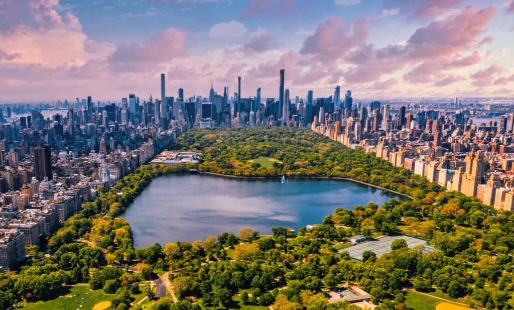 Central park surrounded by New York city buildings is a great place to visit after getting your medical card