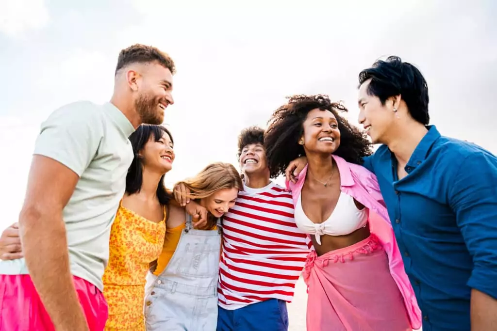 group young best friends bonding outdoors after getting medical cannabis 
cards