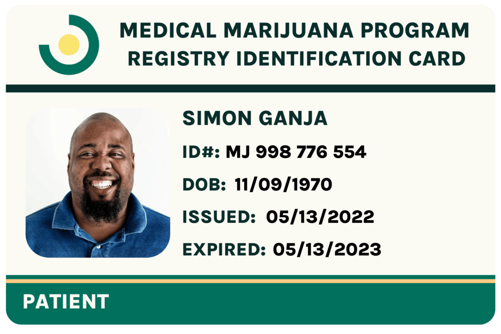 medical marijuana card example on leafy doc