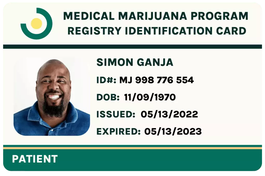 medical marijuana card example on leafy doc