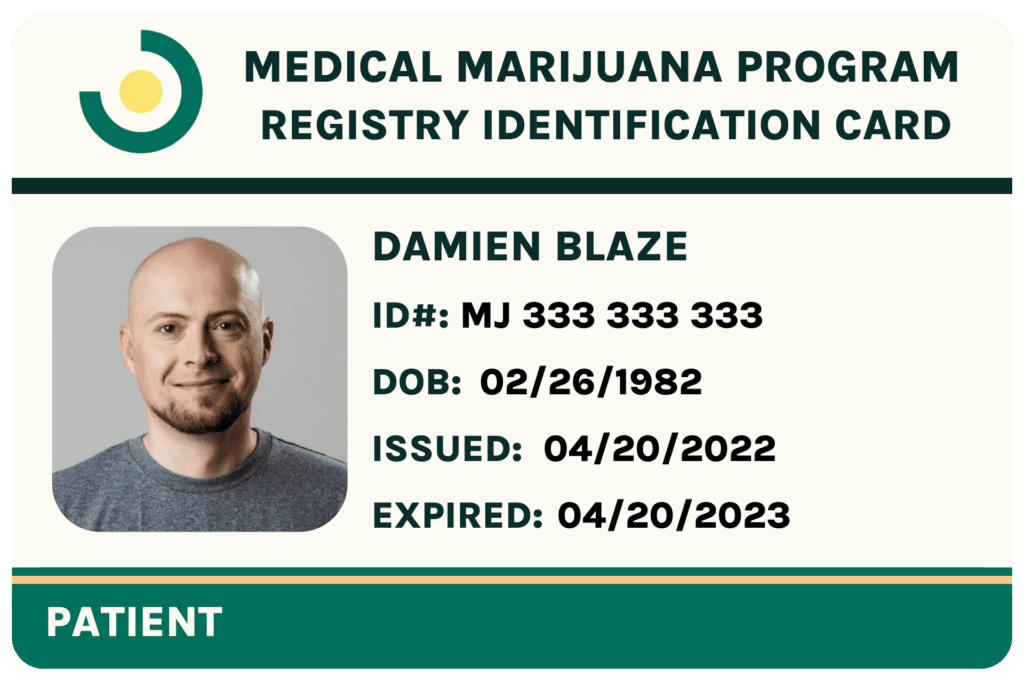 medical marijuana card example on leafy doc