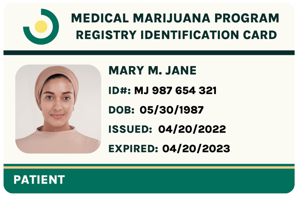 medical marijuana card example on leafy doc