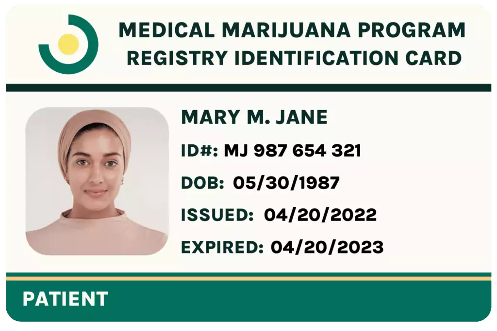 medical marijuana card example on leafy doc