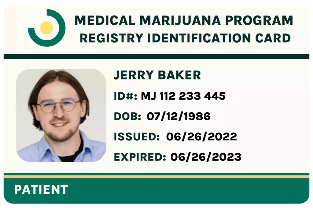 medical marijuana card example on leafy doc
