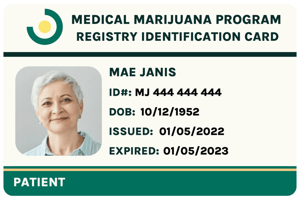 medical marijuana card example on leafy doc