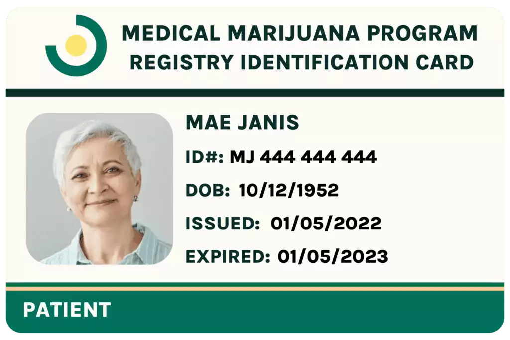 medical marijuana card example on leafy doc