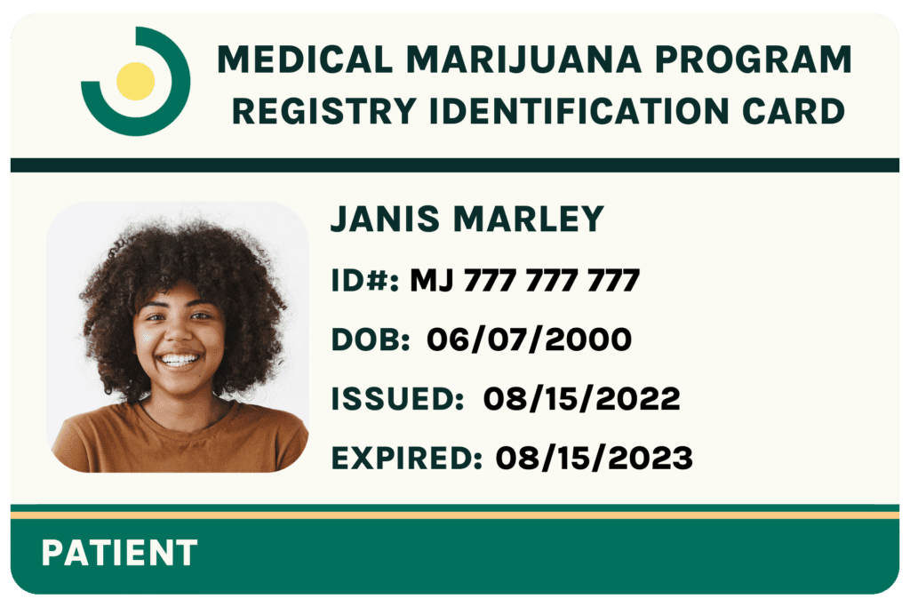 medical marijuana card example on leafy doc